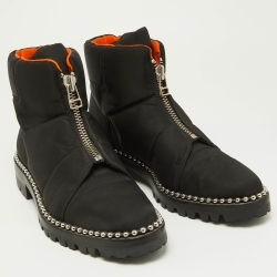 Alexander Wang Black Fabric Zip Detail Ankle Boots Size 40