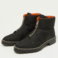Alexander Wang Black Fabric Zip Detail Ankle Boots Size 40