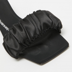 Alexander Wang Black Pleated Satin Slide Sandals Size 37