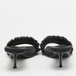 Alexander Wang Black Pleated Satin Slide Sandals Size 37