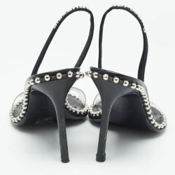 Alexander Wang Black Leather and PVC Nova Slingback Sandals Size 36