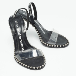 Alexander Wang Black Leather and PVC Nova Slingback Sandals Size 36