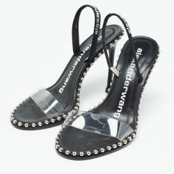 Alexander Wang Black Leather and PVC Nova Slingback Sandals Size 36