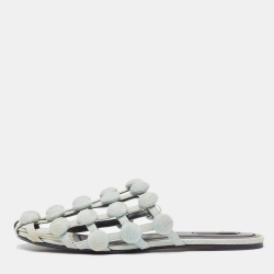Alexander Wang Light Blue Denim Amelia Flat Slides Size 40