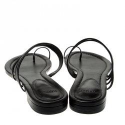 Alexandre Birman Black Leather Strappy Flat Sandals Size 39
