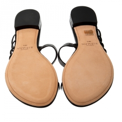 Pre Owned Alexandre Birman Black Leather Strappy Flat Sandals Size 38.5