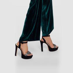 ALEXANDRE BIRMAN Black Vicky Crystal High Heel Platform Sandals IT 37