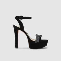 ALEXANDRE BIRMAN Black Vicky Crystal High Heel Platform Sandals IT 37