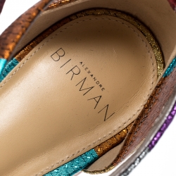 Alexandre Birman Multicolor Metallic Canvas Lolita Knot Detail Sandals Size 38