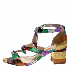 Alexandre Birman Multicolor Metallic Canvas Lolita Knot Detail Sandals Size 38