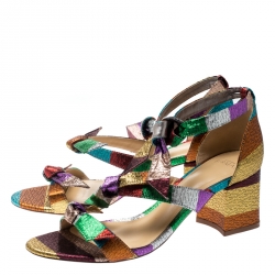 Alexandre Birman Multicolor Metallic Canvas Lolita Knot Detail Sandals Size 38