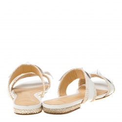 Pre Owned Alexandre Birman White Leather Clarita Braided Flat Sandals Size 38