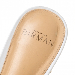 Pre Owned Alexandre Birman White Leather Clarita Braided Flat Sandals Size 38