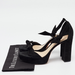 Alexandre Birman Black Suede Curve 90 Ankle Strap Sandals Size 42