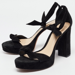 Alexandre Birman Black Suede Curve 90 Ankle Strap Sandals Size 42