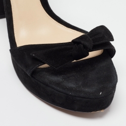 Alexandre Birman Black Suede Curve 90 Ankle Strap Sandals Size 42