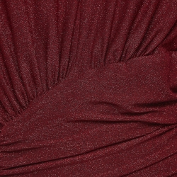 Alexander Vautheir Red Lurex Knit Ruched Dress M
