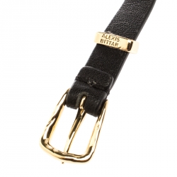 Pre Owned  سوار أليكسي بيطار مرصعة كريستال معدن ثلاثي اللون جلد أسود