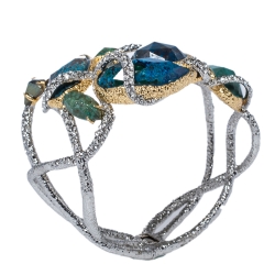 Alexis Bittar Gold & Rhodium Plated Hammered Elements Muse d'Or Hinge Bracelet