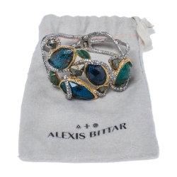 Alexis Bittar Gold & Rhodium Plated Hammered Elements Muse d'Or Hinge Bracelet