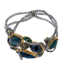 Alexis Bittar Gold & Rhodium Plated Hammered Elements Muse d'Or Hinge Bracelet