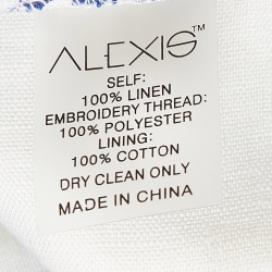 Alexis White/Blue Embroidered Linen Midi Skirt S