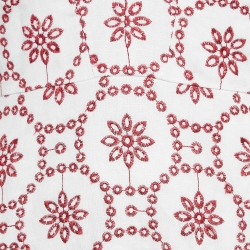 Alexis White/Red Eyelet Linen Midi Dress S