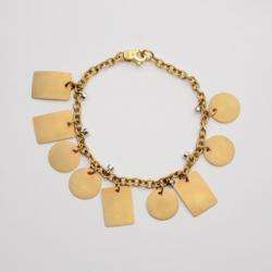 Pre Owned Alfieri & St. John Diamond and Gold Bracelet With Yellow Gold Geometric Charms  