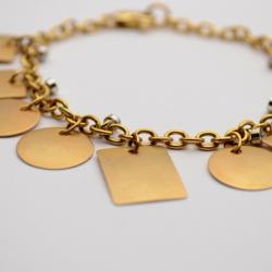 Pre Owned Alfieri & St. John Diamond and Gold Bracelet With Yellow Gold Geometric Charms  