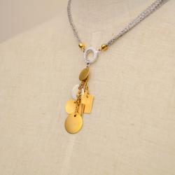 Alfieri & St. John Diamond Chain Neklace with Gold Charms