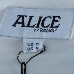 Alice by Temperley White Long Rose Pleated Dress M