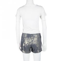 Alice + Olivia Metallic Eric Cuffed Iridescent Shorts S