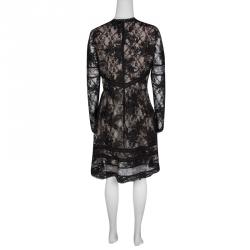 Pre Owned Alice + Olivia Black Corded Lace Long Sleeve Janae Dress L