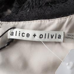 Pre Owned Alice + Olivia Black Corded Lace Long Sleeve Janae Dress L