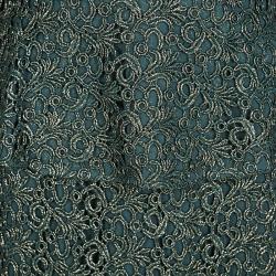 Pre Owned Alice + Olivia Green and Gold Cutwork Lace Shovan Peplum Dress M