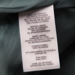 Pre Owned Alice + Olivia Green and Gold Cutwork Lace Shovan Peplum Dress M