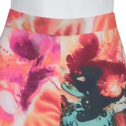 Pre Owned Alice + Olivia Abstract Pigment Floral Print High Waist Palazzo Pants S