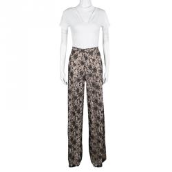 Alice + Olivia Black Lace Overlay High Rise Wide Leg Pants S