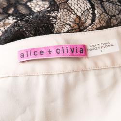 Alice + Olivia Black Lace Overlay High Rise Wide Leg Pants S