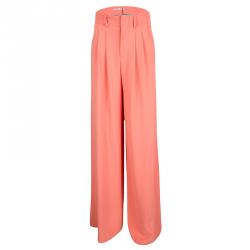 Pre Owned Alice + Olivia Coral Orange Pleated High Waist Palazzo Pants XS