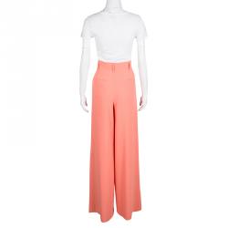 Pre Owned Alice + Olivia Coral Orange Pleated High Waist Palazzo Pants XS