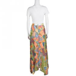 Pre Owned Alice + Olivia Multicolor Collage Striped Shannon Pleated Maxi Skirt M