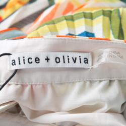 Pre Owned Alice + Olivia Multicolor Collage Striped Shannon Pleated Maxi Skirt M