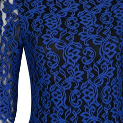 Pre Owned Alice + Olivia Cobalt Blue Lace Long Sleeve Flared Maryanna Maxi Dress S
