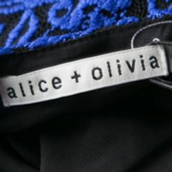 Pre Owned Alice + Olivia Cobalt Blue Lace Long Sleeve Flared Maryanna Maxi Dress S