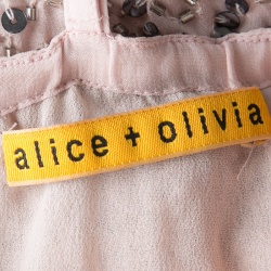 Pre Owned Alice + Olivia Dusty Pink Sequined T-Bar Bridget Blouson Dress XS