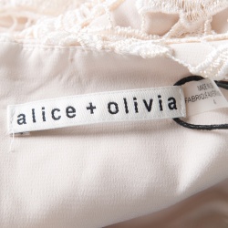 Pre Owned Alice + Olivia Cream Floral Lace Jayce Mini Skirt S