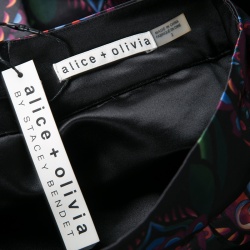 Pre Owned Alice + Olivia Multicolor Printed Satin Pleated Stora Mini Skirt S