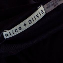 Pre Owned Alice+Olivia Black Knit Tie Front Long Sleeve Salina Maxi Dress M