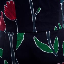 Pre Owned Alice+Olivia Black Tulip Printed Cotton High Low Sleeveless Beckie Gown XS